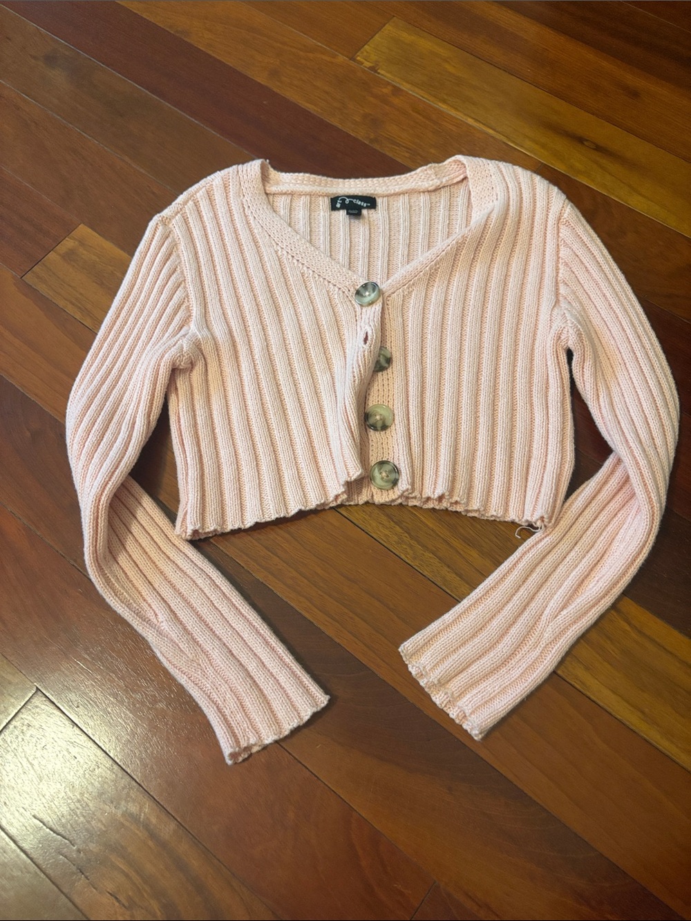 Target Pink Ribbed Cropped Button-Up Sweater